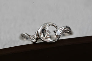 Sterling Silver Man in The Moon Shooting Star Stacking Ring Size 7