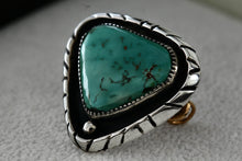 Load image into Gallery viewer, Native American Sterling Silver Turquoise Pyramid Brooch Signed SS
