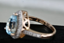Load image into Gallery viewer, Vermeil Sterling Silver Teardrop Aquamarine CZ Diamonds Ring Size 7 Signed
