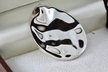 Load image into Gallery viewer, Large Sterling Silver Egg Shaped Wavy Medallion Slider Pendant
