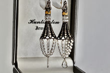 Load image into Gallery viewer, Sevan Bicakci 18Kt. Oxidized Gold Platinum Diamond Pearl Chandelier Drop Great Gatsby Earrings
