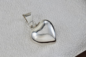 Sterling Silver Puffy Floating Heart Dangle Bell Charm Pendant