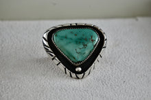 Load image into Gallery viewer, Native American Sterling Silver Turquoise Pyramid Brooch Signed SS
