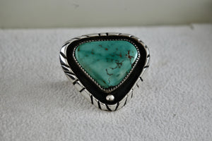 Native American Sterling Silver Turquoise Pyramid Brooch Signed SS