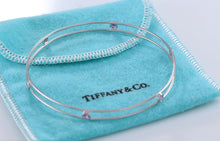 Load image into Gallery viewer, Tiffany &amp; Co. Elsa Peretti 18Kt. White Gold Pink Sapphire Color By The Yard Bangle Bracelet #C
