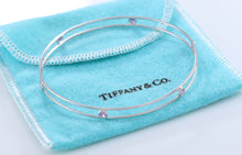Load image into Gallery viewer, Tiffany &amp; Co. Elsa Peretti 18Kt. White Gold Pink Sapphire Color By The Yard Bangle Bracelet #C
