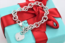 Load image into Gallery viewer, Tiffany &amp; Co. Silver Keyhole Heart Lock Charm Bracelet
