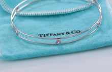 Load image into Gallery viewer, Tiffany &amp; Co. Elsa Peretti 18Kt. White Gold Pink Sapphire Color By The Yard Bangle Bracelet #C
