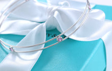 Load image into Gallery viewer, Tiffany &amp; Co. Elsa Peretti 18Kt. White Gold Pink Sapphire Color By The Yard Bangle Bracelet #C
