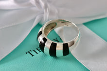 Load image into Gallery viewer, Tiffany &amp; Co. Silver Black Enamel Stripe Dome Ring Size 6.5
