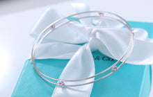 Load image into Gallery viewer, Tiffany &amp; Co. Elsa Peretti 18Kt. White Gold Pink Sapphire Color By The Yard Bangle Bracelet #C
