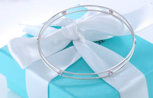 Load image into Gallery viewer, Tiffany &amp; Co. Elsa Peretti 18Kt. White Gold Pink Sapphire Color By The Yard Bangle Bracelet #C
