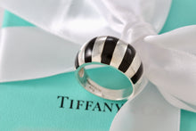 Load image into Gallery viewer, Tiffany &amp; Co. Silver Black Enamel Stripe Dome Ring Size 6.5
