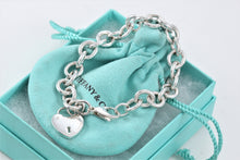 Load image into Gallery viewer, Tiffany &amp; Co. Silver Keyhole Heart Lock Charm Bracelet
