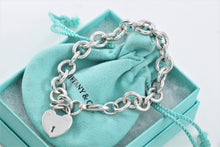 Load image into Gallery viewer, Tiffany &amp; Co. Silver Keyhole Heart Lock Charm Bracelet
