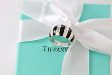 Load image into Gallery viewer, Tiffany &amp; Co. Silver Black Enamel Stripe Dome Ring Size 6.5
