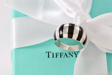 Load image into Gallery viewer, Tiffany &amp; Co. Silver Black Enamel Stripe Dome Ring Size 6.5
