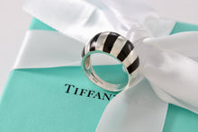 Load image into Gallery viewer, Tiffany &amp; Co. Silver Black Enamel Stripe Dome Ring Size 6.5
