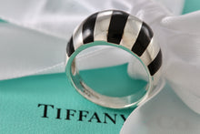 Load image into Gallery viewer, Tiffany &amp; Co. Silver Black Enamel Stripe Dome Ring Size 6.5
