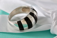 Load image into Gallery viewer, Tiffany &amp; Co. Silver Black Enamel Stripe Dome Ring Size 6.5
