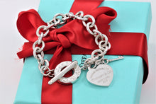 Load image into Gallery viewer, Return To Tiffany &amp; Co. Silver Heart Toggle Mini Key Charm 7.5&quot; Bracelet
