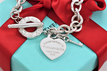 Load image into Gallery viewer, Return To Tiffany &amp; Co. Silver Heart Toggle Mini Key Charm 7.5&quot; Bracelet
