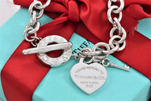 Load image into Gallery viewer, Return To Tiffany &amp; Co. Silver Heart Toggle Mini Key Charm 7.5&quot; Bracelet
