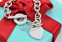 Load image into Gallery viewer, Return To Tiffany &amp; Co. Silver Heart Toggle Mini Key Charm 7.5&quot; Bracelet
