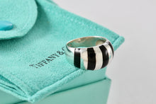 Load image into Gallery viewer, Tiffany &amp; Co. Silver Black Enamel Stripe Dome Ring Size 6.5
