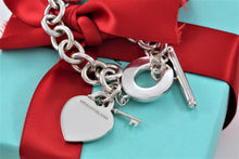 Load image into Gallery viewer, Return To Tiffany &amp; Co. Silver Heart Toggle Mini Key Charm 7.5&quot; Bracelet
