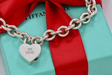 Load image into Gallery viewer, Tiffany &amp; Co. Silver &quot;Be Mine&quot; Heart Pendant Padlock Bracelet
