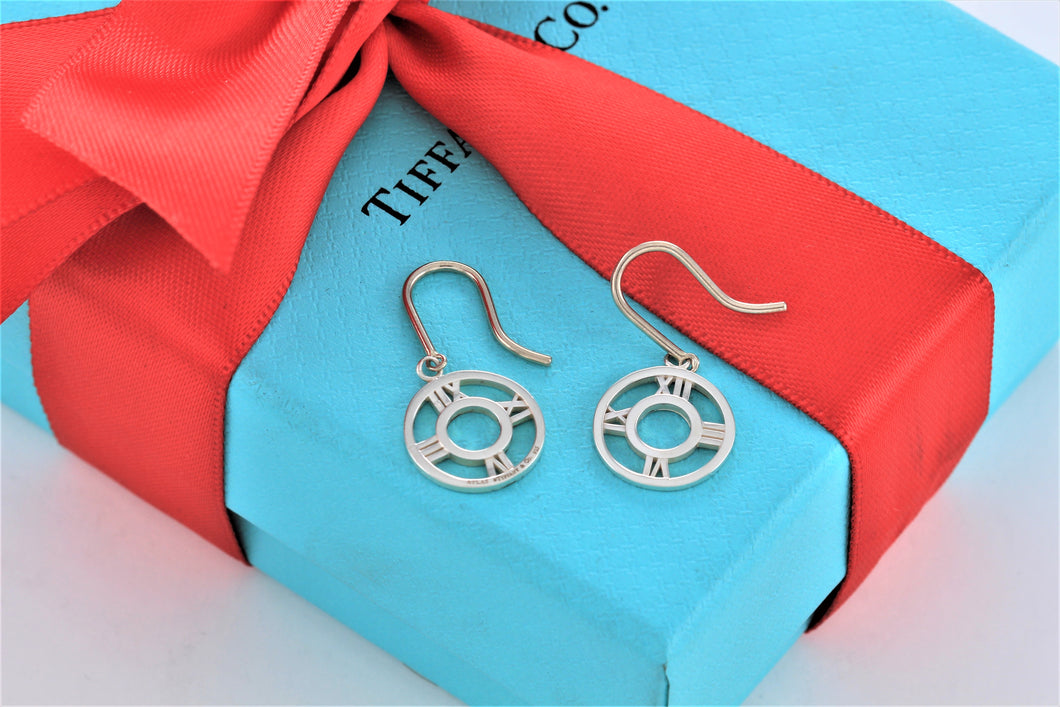 Tiffany & Co. Silver Atlas Circle Dangle Dangling Earrings