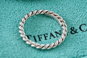 Tiffany & Co. Silver Twist Rope Narrow Band Stacking Ring Size 5