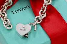 Load image into Gallery viewer, Tiffany &amp; Co. Silver &quot;Be Mine&quot; Heart Pendant Padlock Bracelet
