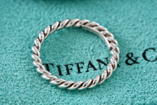 Load image into Gallery viewer, Tiffany &amp; Co. Silver Twist Rope Narrow Band Stacking Ring Size 5
