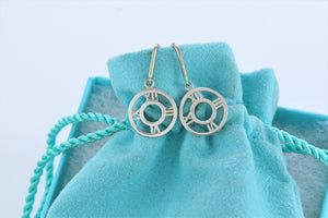 Tiffany & Co. Silver Atlas Circle Dangle Dangling Earrings