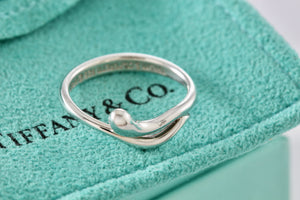 Tiffany & Co. Elsa Peretti Silver Teardrop Snake Ring Size 5.5