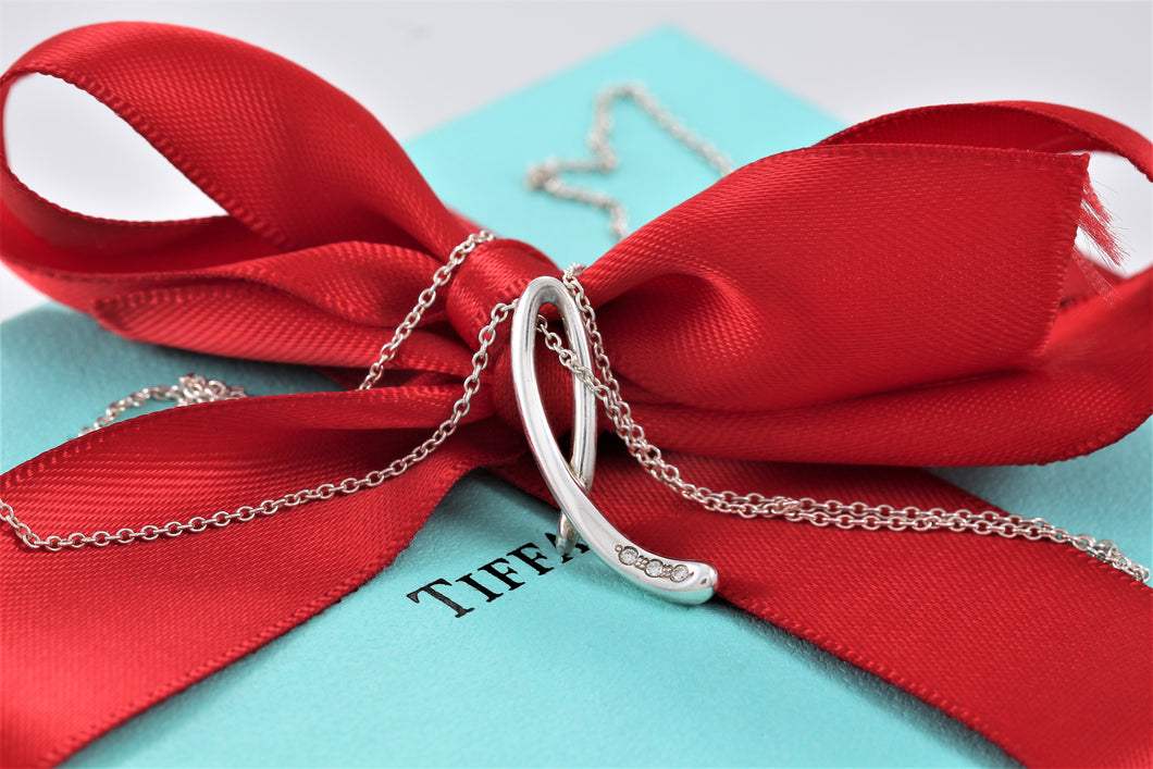 Tiffany & Co. Elsa Peretti Silver Diamond Letter 