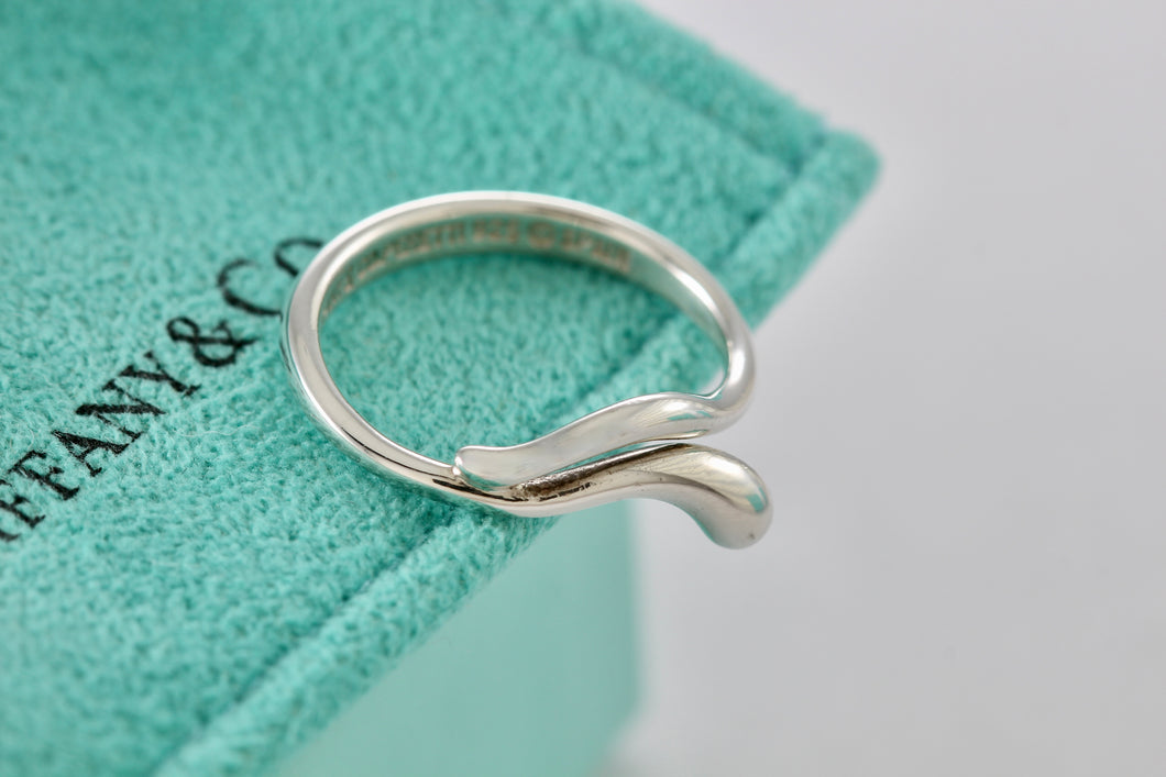 Tiffany & Co. Elsa Peretti Silver Teardrop Snake Ring Size 5.5