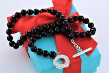 Load image into Gallery viewer, Tiffany &amp; Co. Silver Black Onyx Beaded Toggle 17&quot; Necklace
