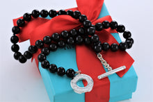 Load image into Gallery viewer, Tiffany &amp; Co. Silver Black Onyx Beaded Toggle 17&quot; Necklace
