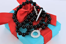 Load image into Gallery viewer, Tiffany &amp; Co. Silver Black Onyx Beaded Toggle 17&quot; Necklace

