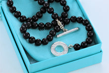 Load image into Gallery viewer, Tiffany &amp; Co. Silver Black Onyx Beaded Toggle 17&quot; Necklace
