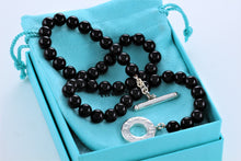 Load image into Gallery viewer, Tiffany &amp; Co. Silver Black Onyx Beaded Toggle 17&quot; Necklace
