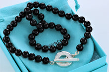Load image into Gallery viewer, Tiffany &amp; Co. Silver Black Onyx Beaded Toggle 17&quot; Necklace
