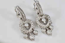 Load image into Gallery viewer, Judith Ripka Sterling Silver Dangling CZ Diamond Heart Earrings
