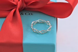 Tiffany & Co. Infinity Silver Narrow Endless Ring Band Size 5