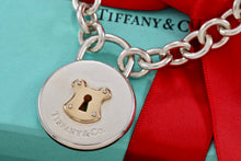 Load image into Gallery viewer, Tiffany &amp; Co. Silver 18K Gold &amp; Silver XL Round Keyhole Padlock 18&quot; Necklace
