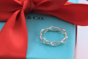 Tiffany & Co. Infinity Silver Narrow Endless Ring Band Size 5