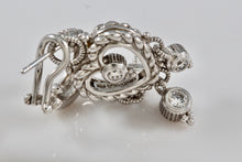 Load image into Gallery viewer, Judith Ripka Sterling Silver Dangling CZ Diamond Heart Earrings
